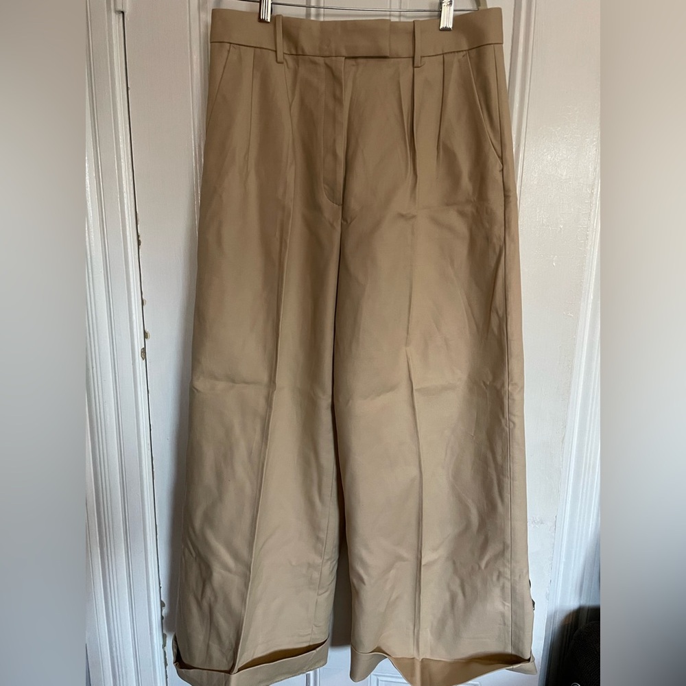 Banana Republic khaki wide leg plated trousers size 12